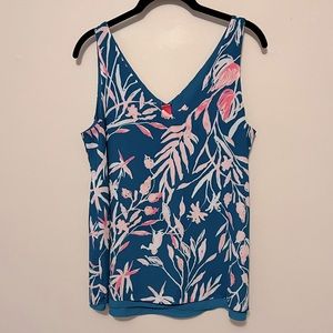 Lilly Pulitzer - Reversible Floral Top - Teal & Pink - Small - Lightly Worn